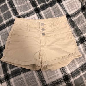 Cream color mid rise jean shorts